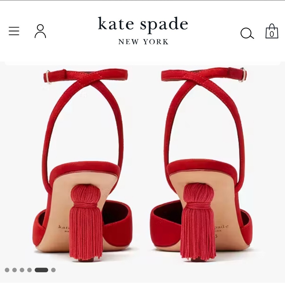 Kate Spade Voila Red Suede Tassel Heels - Picture 3 of 7